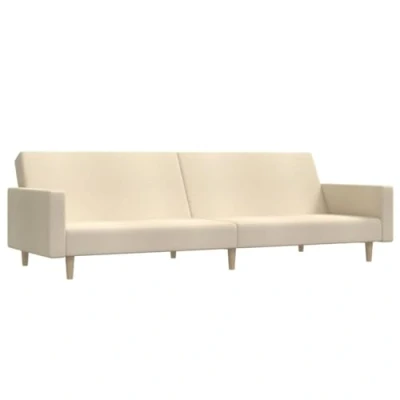 Abbildung von vidaXL Schlafsofa 2 Sitzer, Sofa mit Holzrahmen, Schlafcouch für Wohnzimmer Heimkino Büro, Couch Sofabett Tagesbett Gästebett, Creme Stoff