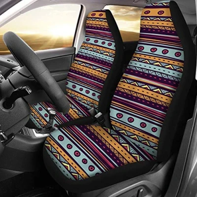Abbildung von Binienty Autositzbezüge, Baja Satteldecke, universelle Passform, für LKWs, SUVs, Van, Boho Tribal Streifen Design, 2 teiliges Set