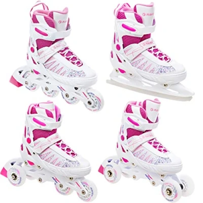 Abbildung von Rollschuhe Einstellbare 4in1 Grace Weiß/Rosa