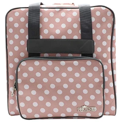 Abbildung von Phönix Taschen für Nähmaschinen 45x21x37cm und Overlockmaschinen 39x32x36cm (Polka Dots Rosa, Overlocktasche)