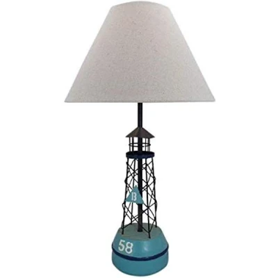 Abbildung von linoows Maritime Tischlampe, Tisch Leuchte Boje, Leuchttonne als Tischleuchte mit Schirm