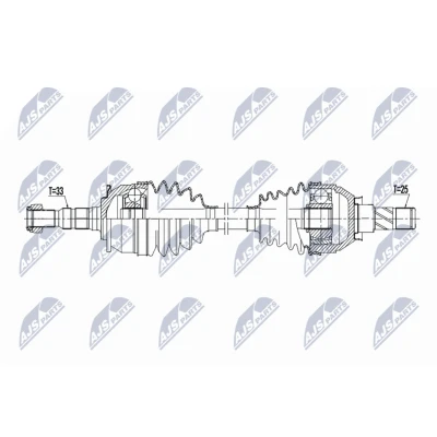 Abbildung von NTY NPW PL 156 Antriebswelle Vorderachse links 673mm M1x/M22 Schaltgetriebe 6 Gang OPEL: Astra K Schrägheck, Sports Tourer