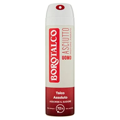 Abbildung von Borotalco, Deodorant für Herren, trocken, bernsteinfarben, alkoholfreie Formel mit absolutem Talkum, absorbiert Schweiß, Duft Bernstein, 72 Stunden Wirksamkeit 1 Flasche à 150 ml