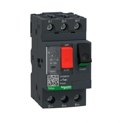 Abbildung von Schneider Electric GV2ME32 Motorschutzschalter, 3p, 24 32A, Tasterbetätigung, Schraubanschluss