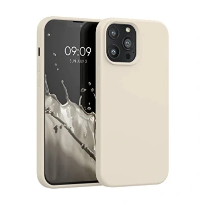 Abbildung von kwmobile Hülle kompatibel mit Apple iPhone 13 Pro Max Silikon Handy Case Handyhülle weiche Oberfläche kabelloses Laden Creme