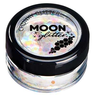 Abbildung von Schillernder grober Glitzer von Moon Glitter 100% kosmetische für Gesicht, Körper, Nägel, Haare und Lippen 3g Weiß