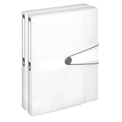 Abbildung von Herlitz Sammelbox, A4, PP Folie, Gummizug mit Verschlussknopf, Pastell transparent (Weiß / 2er Pack)