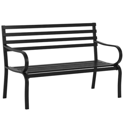 Abbildung von Gartenbank Sitzbank Metall Gartenmöbel 2 Sitzer Schwarz 127 x 62 82 cm