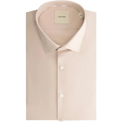 Abbildung von Calvin Klein Businesshemd POPLIN STRETCH SLIM SHIRT mit Kentkragen, Logoprint auf Brusthöhe