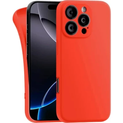 Abbildung von MyGadget Hülle kompatibel mit iPhone 16 Pro robuste Handyhülle TPU Case Slim Silikonhülle Back Cover Kratzfest Schutzhülle Matt Orange
