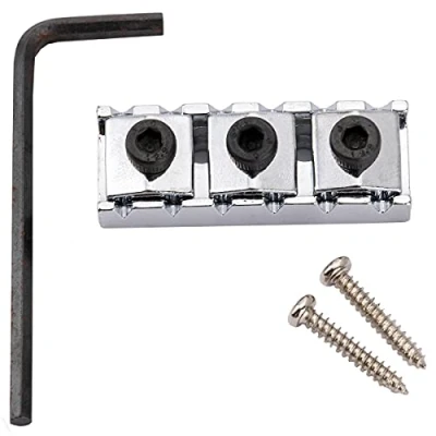 Abbildung von Musiclily Pro 43mm Stahl Locking Nut R3 Klemmsattel für Floyd Rose Tremolo System E Gitarre, Chrom