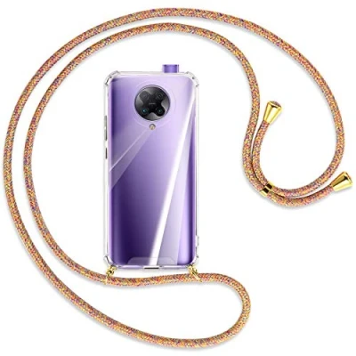 Abbildung von mtb more energy® Handykette kompatibel mit Xiaomi Poco F2 Pro, Redmi K30 Pro/Ultra (6.67&#039;&#039;) Rainbow/Gold Smartphone Hülle zum Umhängen Anti Shock Strong TPU Case