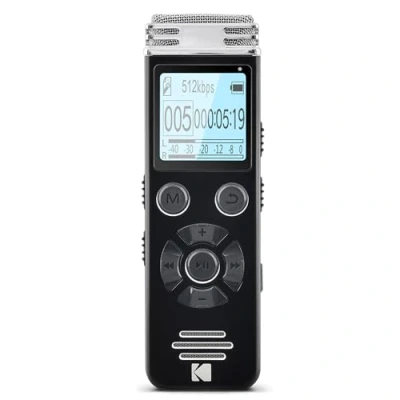 Abbildung von KODAK VRC450 Hochleistungs Diktiergerät, Mini Diktiergerät mit Sprachsteuerung, Lithium Batterie, MP3 Player und Hörgerät