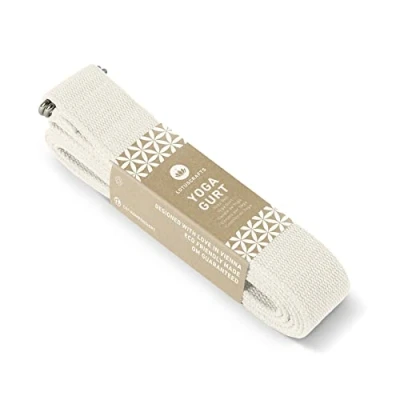 Abbildung von Lotuscrafts® Yogagurt 2,5 m, Yoga Band zum Dehnen aus 100% Bio Baumwolle, Yogagurte für Anfänger und Fortgeschrittene, Gurt mit Verschluss Metall, Yogaband, Strap