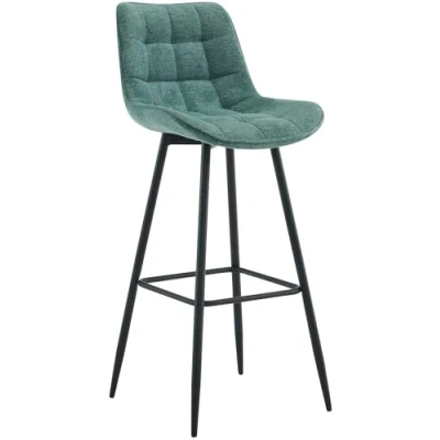 Abbildung von CLP Barhocker Dartford I Gepolsterter Barstuhl Tresenhocker mit Metall Gestell und Rückenlehne, Farbe:grün, Material:Stoff
