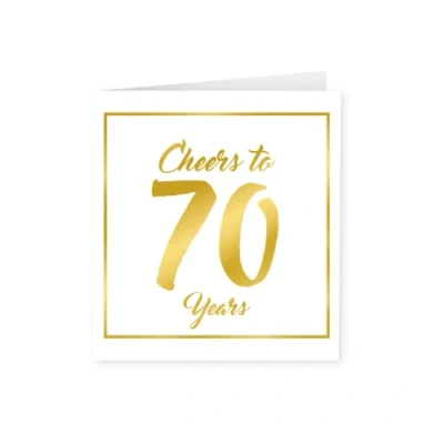 Abbildung von PD Party 7028015 Geburtstag Feiern Papier Grüßen Karte 70 Jahre, Gold/Weiß, 15cm Länge x Breite 0.5cm Höhe