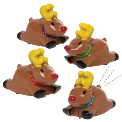 Abbildung von Baker Ross AX370 Renn Rentier 4 Stück, Rennspiele und Spielzeug für Kinder, ideal Nikolaus, Weihnachtsspielzeug Gastgeschenke