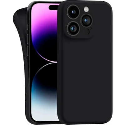 Abbildung von MyGadget Hülle Kompatibel mit iPhone 14 Pro robuste Silikon Schutzhülle TPU Case Slim Silikonhülle Back Cover Kratzfest Handyhülle Matt Schwarz