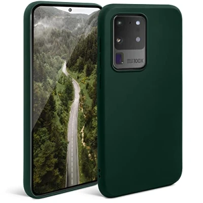 Abbildung von Moozy Minimalist Series Silikon Hülle für Samsung S20 Ultra, Dunkelgrün Mattes Finish, Dünne, Weiche TPU Handyhülle Schutzhülle