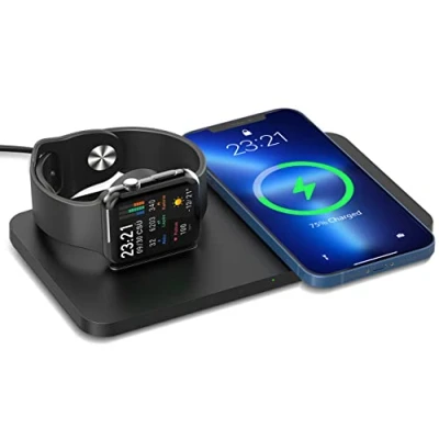 Abbildung von ANSTA Ladegerät, kabelloses 2 in 1 Induktion, Ladestation, kompatibel mit Galaxy S22/S21/S20/Note 20/10, iPhone 14/14 Plus/13/12 Pro/12/11