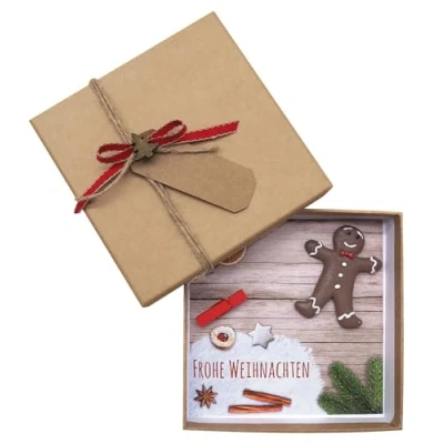 Abbildung von ZauberDeko Geldgeschenk Verpackung Weihnachten Lebkuchenmann Rot Natur Geschenk Gutschein