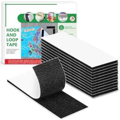 Abbildung von Blooven Klettband Selbstklebend 12 Stück 30 * 100mm Extra Stark, Doppelseitig Klebende mit Klettverschluss Selbstklebendes Klebepad Flauschband und Hakenband (Schwarz)
