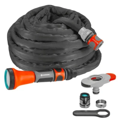 Abbildung von GARDENA Gartenschlauch Textilschlauch &quot;Liano&quot; mit Hahnverbinder für Indoor Wasserhähne, inkl. Set Wasserhähne