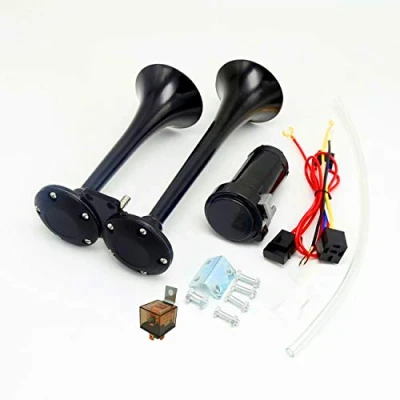 Abbildung von YIYIDA Hupe autohupe lufthupe Car horn 150DB Lufthorn chrom zink dual trompete air mit kompressor für alle 12V fahrzeuge trucks LKW züge boote autos vans ect