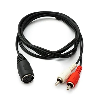 Abbildung von System S Cinch 2 RCA Kabel 150 cm Buchse zu DIN 5 polig Stecker Stereo Adapter in Schwarz