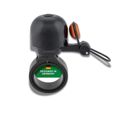 Abbildung von CONTEC Fahrrad Klingel Diamond Bing, Bike Glocke, Bell, 22,2 mm Durchmesser, Standard Lenker Halterung, verstellbar, laut, Messing, schwarz und orange