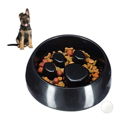 Abbildung von Relaxdays Foraging Feeding Bowl for Slow Eating Anti Schling Napf, Fressnapf für Hund &amp; Katze, Langsam Fressen, Großer Futternapf, spülmaschinenfest, schwarz, 1 Stück (1er Pack)