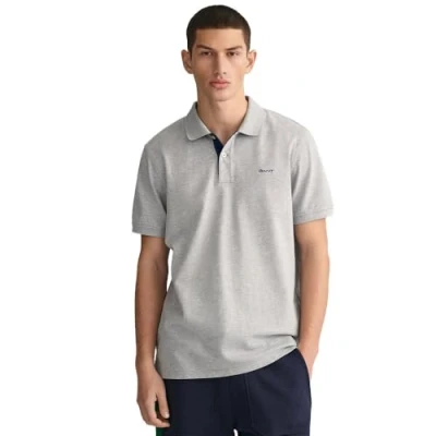 Abbildung von GANT Herren REG Contrast Pique SS Rugger Polohemd, Grey Melange, Standard