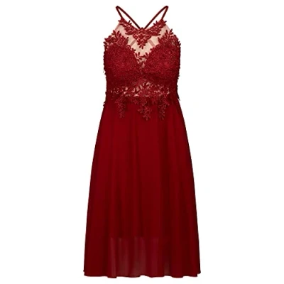 Abbildung von APART Fashion Cocktailkleid aus Chiffon, Mesh und Spitze, Bordeaux, M