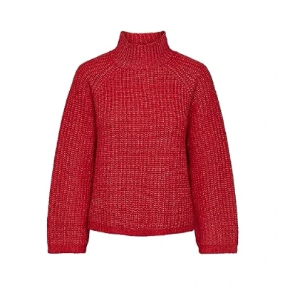 Abbildung von Pieces Pcnell LS NOOS Strickpullover, Damen, Größe: Small, Poppy red