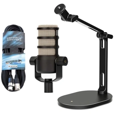 Abbildung von Rode Podmic XLR Mikrofon + DS 2 Desktop Stativ keepdrum Kabel