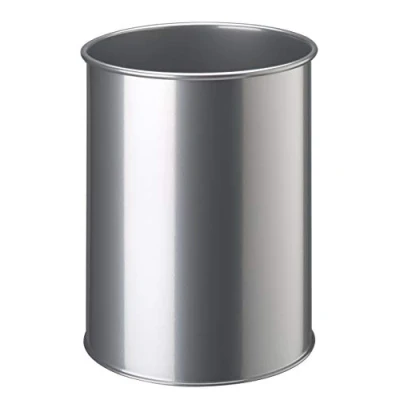 Abbildung von Durable Papierkorb Metall rund 15 Liter, silber, 330123