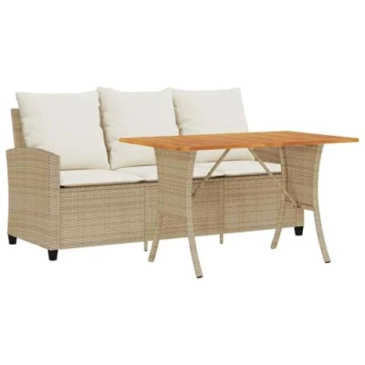 Abbildung von vidaXL Loungesofa Gartensofa 3 Sitzer mit Kissen &amp; Tisch Beige Poly Rattan, 1 Teile