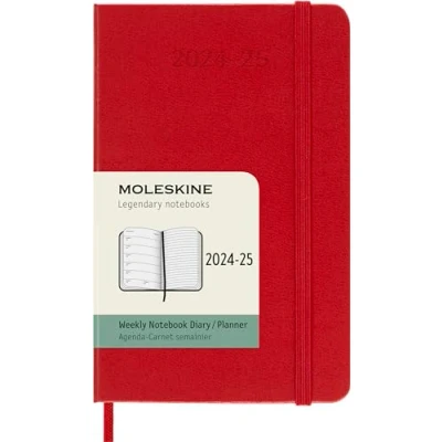 Abbildung von Moleskine Wochenplaner 2024 2025, WochenAgenda 18 Monate 2025 mit Platz für Notizen, Hardcover und elastischem Verschluss, Taschenformat 9 x 14 cm, Farbe Rot Scarlet