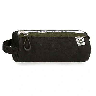Abbildung von Pepe Jeans Luca Federmäppchen, rund, Schwarz, 23 x 9 cm, Polyester, Schwarz , Rundes Etui