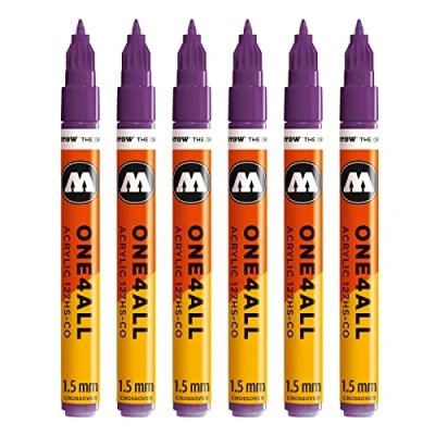 Abbildung von Molotow One4All 127HS CO Acryl Marker (1,5 mm Strichstärke, hochdeckend und permanent, UV beständig, für fast alle Untergründe) 6 Stück Farbe 042 johannisbeere