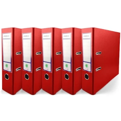 Abbildung von Netuno 5x Akten Ordner rot din a4 2 Ring Mechanik Ringorder 8cm Kunststoff breit Büroordner Plastikordner Briefordner Ringmappe breiter Aktenordner 5er pack