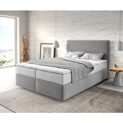 Abbildung von DELIFE Boxspringbett Dream Well, Mikrofaser Grau 140x200 cm mit TFK Matratze und Visco Topper