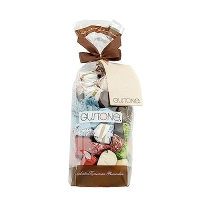 Abbildung von GUSTONE. Schokoladentrüffel Collection Pralinen Geschenk Tüte mit 36 Stück Tartufini Dolci Antica Torroneria Piemontese 250g