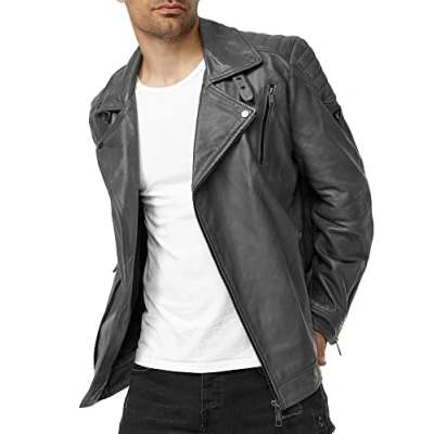 Abbildung von Tazzio Lederjacke, Herren, Größe: Large, Anthrazit