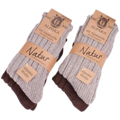 Abbildung von BRUBAKER Kuschelsocken warme dicke Alpaka Socken (Set, 4 Paar, mit Alpakawolle) Wintersocken für Damen und Herren