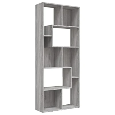 Abbildung von vidaXL Bücherregal, Bücherschrank mit viel Stauraum, Standregal für Schlafzimmer Wohnzimmer Büro, Büroregal Aktenregal Regal, Grau Sonoma