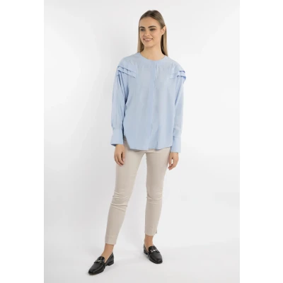 Abbildung von DREIMASTER Klassik Damen Langarmbluse XS / Hellblau 65% Viskose 35% Polyester
