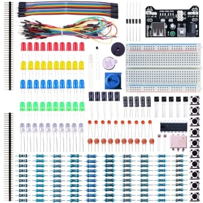 Abbildung von ELEGOO Electronic Fun Kit Breadboard Kabel Widerstand Kondensator LED Potentiometer für Elektronik Learning Kit, Kompatibel mit Arduino IDE, UNO R3, MEGA, etc
