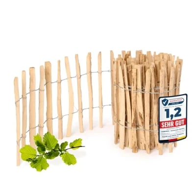 Abbildung von Garronda Zaun 5 m Gartenzaun zum Stecken Garten Staketenzaun Haselnusszaun GD 0079, Holz