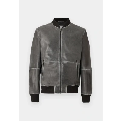 Abbildung von Jack &amp; Jones Lederjacke &quot;JJECHARGE LEATHER BOMBER SN&quot;, ohne Kapuze